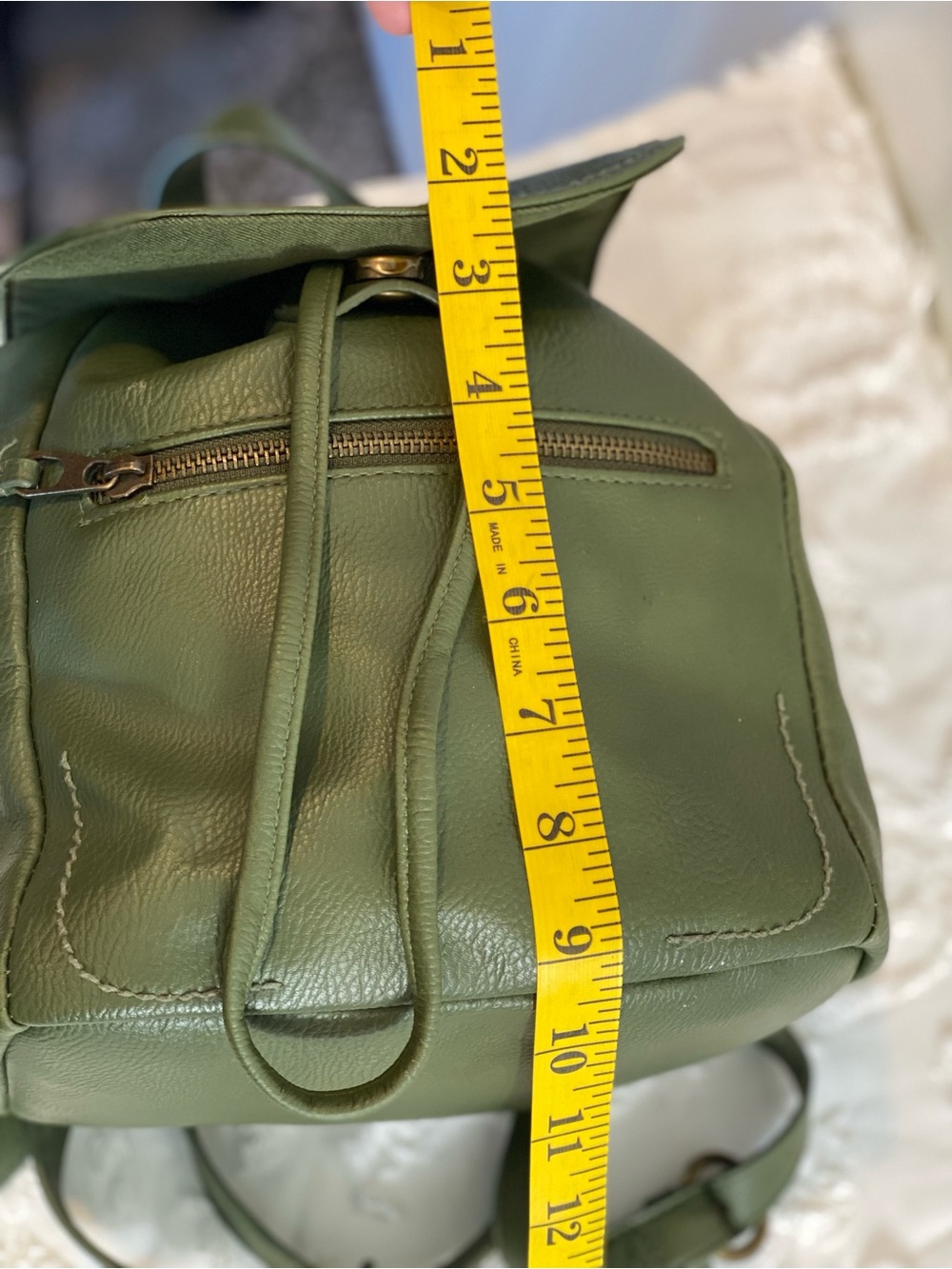 Universal Thread Olive Green Pebbled Leather Drawstring Backpack - Picture 8 of 14